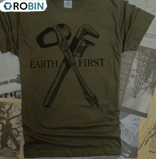 Activism Ecodefense Punk T Shirt, Earth First Short Sleeve Crewneck