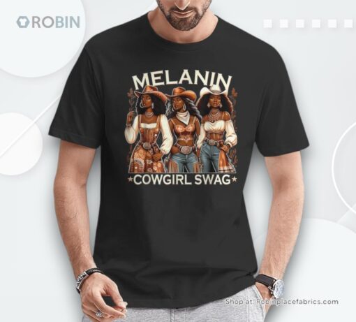 African Melanin Cowgirl Swag Melanin Cowgirls Black Unisex Shirt