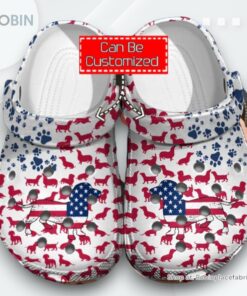 Animal Print   Dachshunds American Flag Clog Shoes For Men And Women