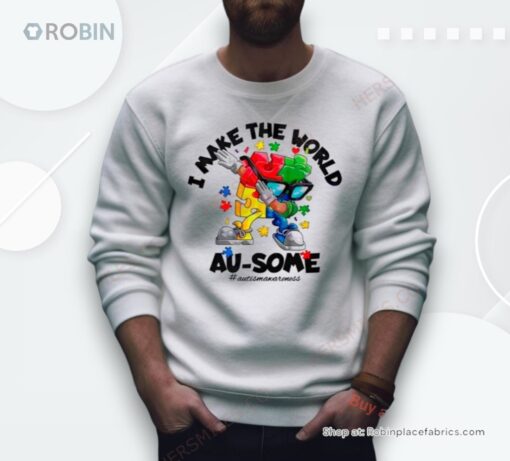 Autism Dabbing I Make The World Ausome Puzzle Piece Shirt