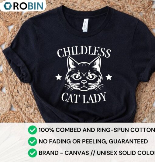 Basic Childless Cat Lady Shirt, 2024 Harris Presidential Election Hoodie T-shirt