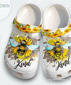 Bee Kind Sunflower Leopard Shoes Gift Women Mother Day  Sunflower Be Kind Shoes Croc Clogs
