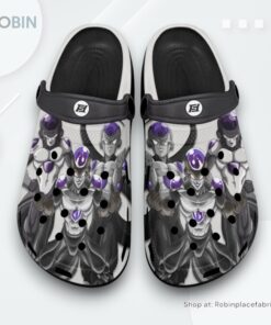 Black Frieza Crocs Shoes Pattern Style, Dragon Ball Anime Merchandise Black Frieza Crocs Shoes Pattern Style, Dragon Ball Anime Merchandise