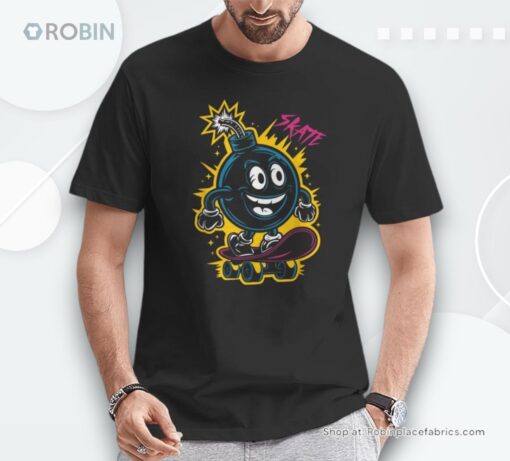 Bomb On Skateboard Vintage Comic Graphic Skateboarding Unisex Shirt