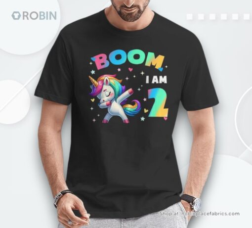 Boom I Am 2 Dabbing Unicorn 2nd Bday 2 Years Old Unisex Shirt