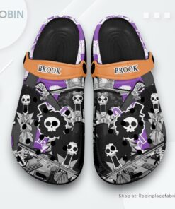 Brook Crocs Shoes Manga Style Personalized, One Piece Anime Footwear