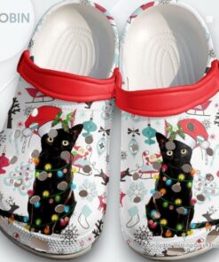 Cat Christmas Black Classic Clogs Shoes