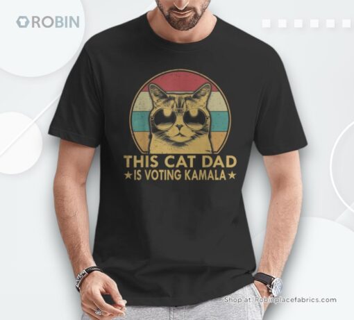 Cat Dad Voting For Kamala Harris President 2024 Vote Blue Unisex Shirt