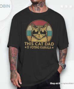 Cat Dad Voting For Kamala Harris President 2024 Vote Blue Unisex Shirt