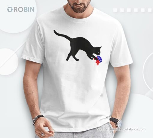 Cat Pouncing On Gop Elephant Cat Knocking Over Gop Elephant Unisex Shirt