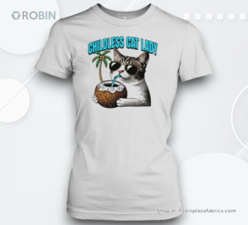 Childless Cat Lady For Kamala Cat Drink Coconut Unisex Shirt