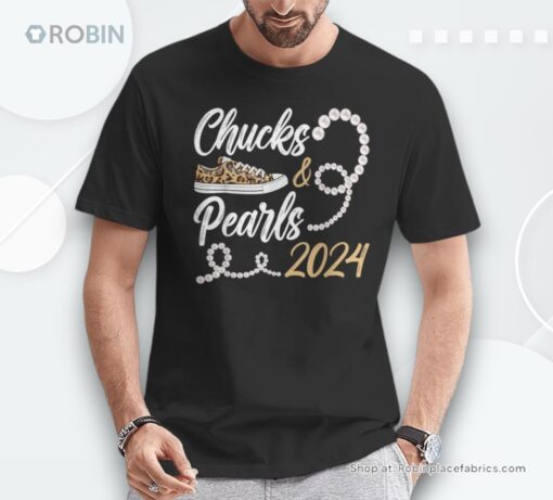 Chucks & Pearls Harris 2024 Leopard Shoes Kamala Harris Unisex Shirt