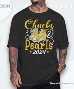Chucks And Pearls I’m With Her Kamala 2024 Unisex Shirt