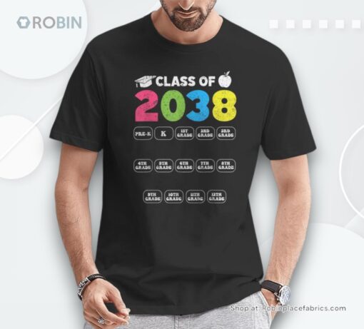 Class Of 2038 Grow With Me First Day Of School Boys Girls Unisex Shirt