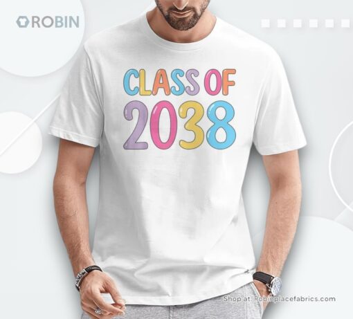 Class Of 2038 Grow With Me Pre K To 12 Handprints On Back Unisex Shirt