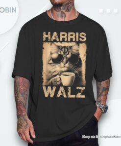Coffee Cat Harris Walz 2024 Childless Cat Lady Vintage Unisex Shirt Coffee Cat Harris Walz 2024 Childless Cat Lady Vintage Unisex Shirt