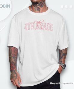 Coquette Pink Bow Fourth Grade First Day Of School Girls Kid Unisex Shirt