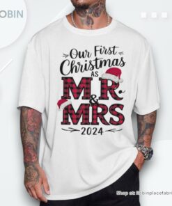 Couple Wife Husband Xmas Our First Christmas As Mr Mrs 2024 Unisex Shirt