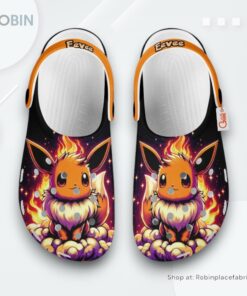 Eevee Crocs Shoes Custom Art Style, Pokemon Gifts Eevee Crocs Shoes Custom Art Style, Pokemon Gifts