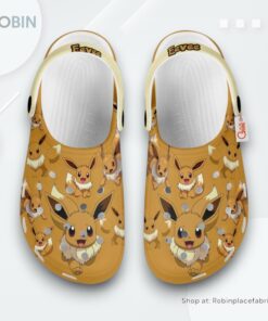 Eevee Crocs Shoes Pattern Style, Pokemon Footwear Eevee Crocs Shoes Pattern Style, Pokemon Footwear