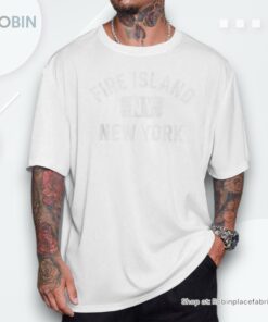 Fire Island New York Gym Style Pink W Distressed White Print Unisex Shirt