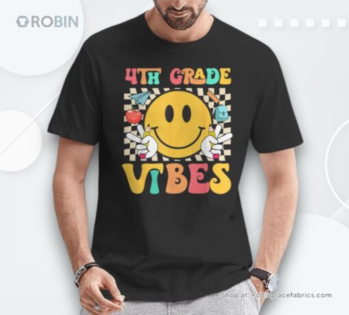 First Day Of School Fourth Grade Vibes Smiles Back To School Unisex Shirt