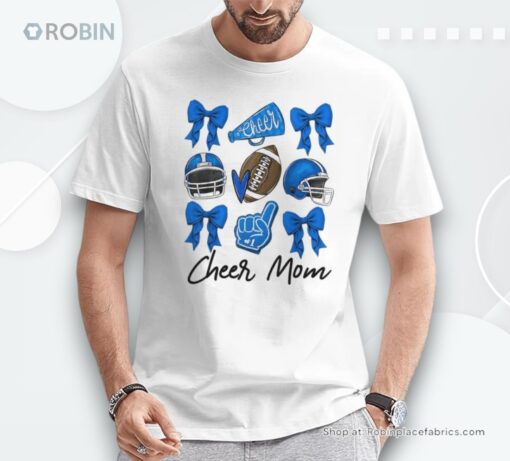 Football Coquette Bow Cheer Mom Blue Unisex Shirt