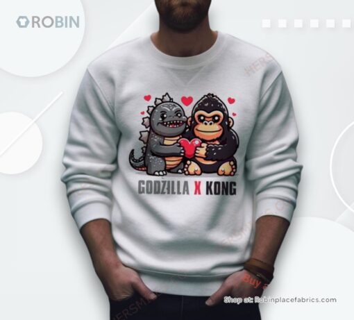 Funny Godzilla X Kong Love Heart Shirt