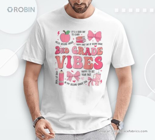 Girls 2nd Grade Vibes Coquette Bow Back To School Teacher Unisex Shirt