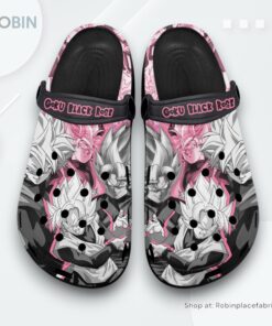 Goku Black Rose Crocs Shoes Manga Style Personalized, Goku Gifts for Fans