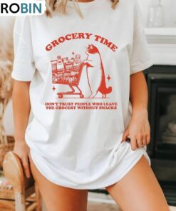 Grocery Time Retro Unisex Hoodie, Vintage Cat Lover Short Sleeve Crewneck