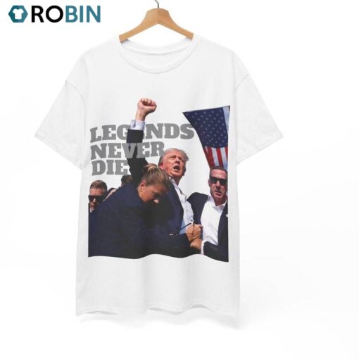 Legends Never Die Shirt, Trump Shot Neutral Crewneck Long Sleeve