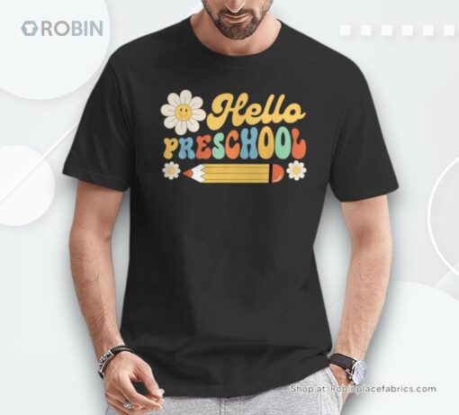 Groovy Hello Preschool Back To School Boys Girls Teachers Unisex Shirt