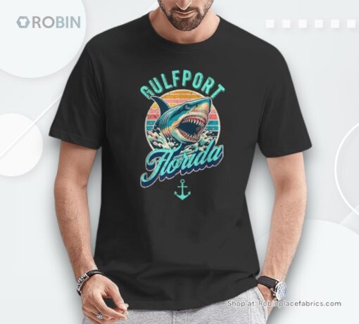 Gulfport Florida Shark Retro Distressed Unisex Shirt