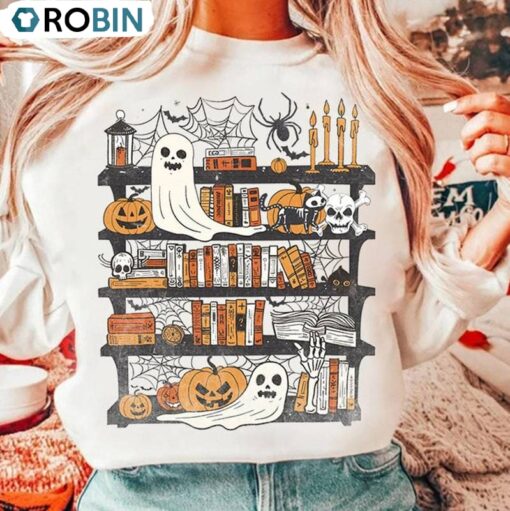 Halloween Library Limited Unisex Hoodie, Modern Teacher Halloween Long Sleeve Tee Tops