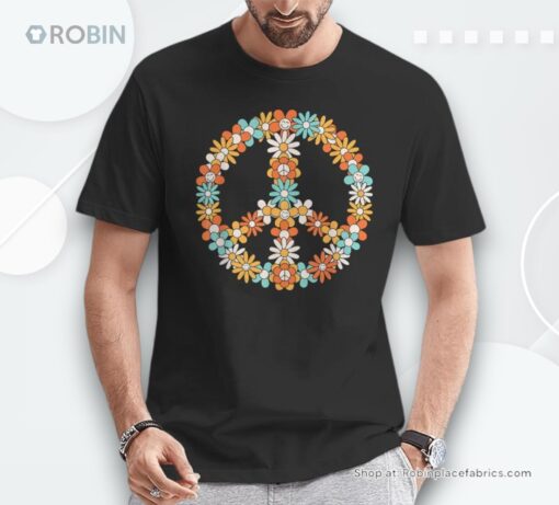 Hippie Peace Sign Groovy Flower 60s 70s Retro Outfit Unisex Shirt