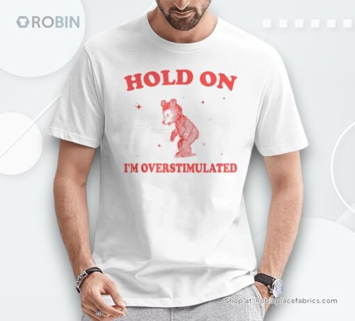 Hold On I’m Overstimulated Bear Meme Unisex Shirt