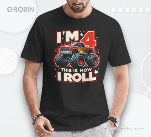 I’m 4 Years Old 4yr 4th Birthday Boy Monster Truck Car Unisex Shirt
