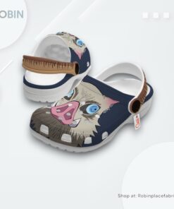 Inosuke Crocs Shoes Custom Cosplay Style, Demon Slayer Anime Unique Gifts