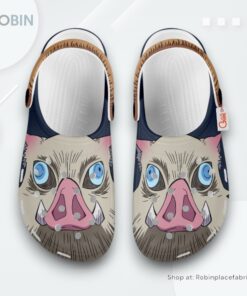 Inosuke Crocs Shoes Custom Cosplay Style, Demon Slayer Anime Unique Gifts