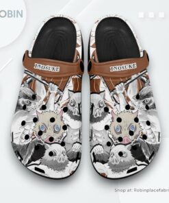 Inosuke Crocs Shoes Manga Style Personalized, Kimetsu no Yaiba Gifts for Fans