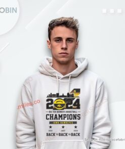 Iowa Hawkeyes Skyline 2024 Big Ten Women’s Basketball Champions Back To Back To Back Shirt