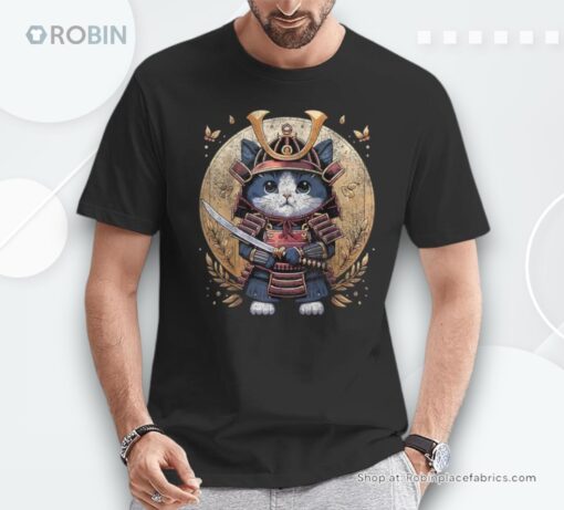 Japanese Samurai Cat Kawaii Ninja Cat Unisex Shirt