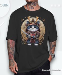 Japanese Samurai Cat Kawaii Ninja Cat Unisex Shirt