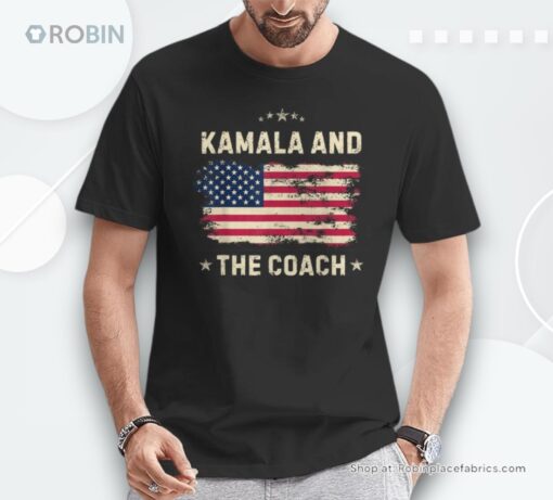 Kamala And The Coach 2024 Harris Walz Waltz Usa Flag Unisex Shirt