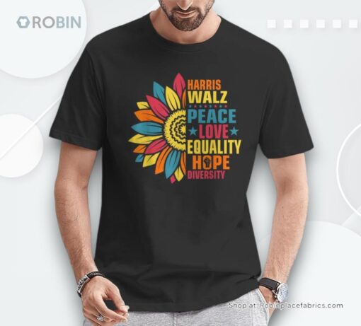 Kamala Harris Waltz Peace Love E Hope Diversity Unisex Shirt