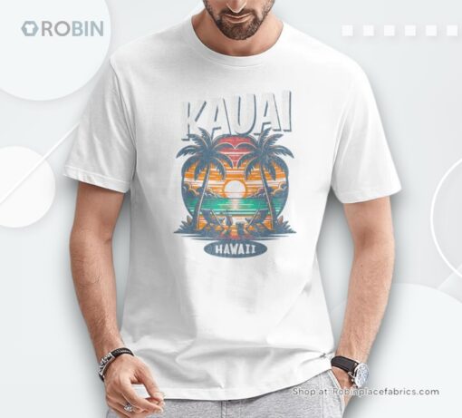 Kauai Hawaii Beach Sunset Vintage Tropical Hawaiian Retro Unisex Shirt