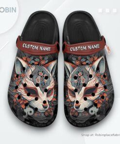 Kitsune Mask Japan Crocs Shoes, Anime Gifts