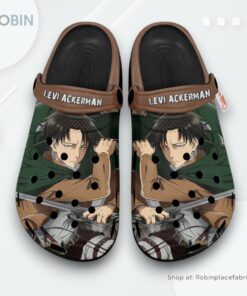 Levi Ackerman Crocs Shoes, Anime Gifts, Attack on Titan Anime Shoes