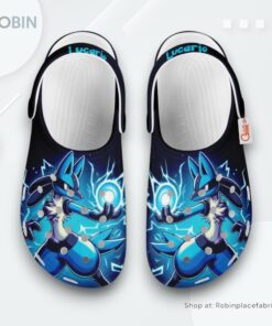 Lucario Crocs Shoes Custom Art Style, Pokemon Gifts